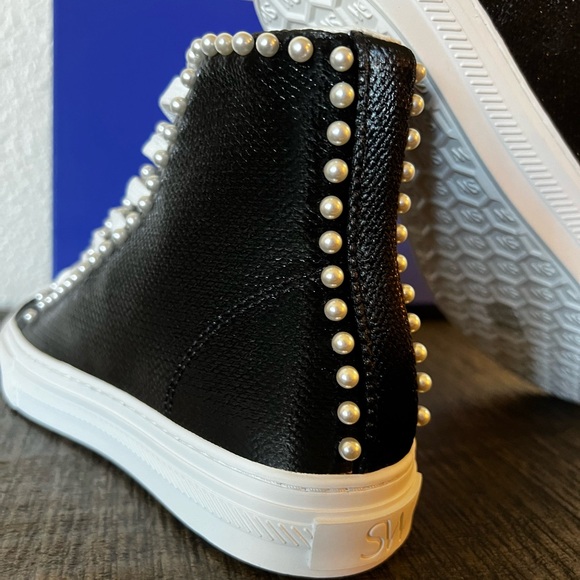 NEVER WORN STUART WEITZMAN Pearl Laced High-Top Sneaker - Picture 4 of 14